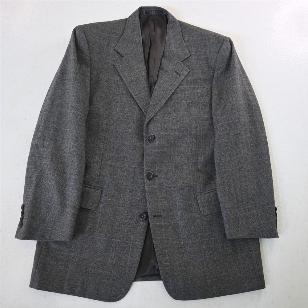 Mickey Spatz 42L Gray Glenn Check Italy Made Mens Blazer Suit Jacket Sport Coat‎